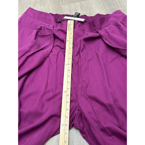 NWT Soncy Womens Purple Tencel Elastic Waist Wide Leg Harem Pants Sz 26 - Picture 8 of 12